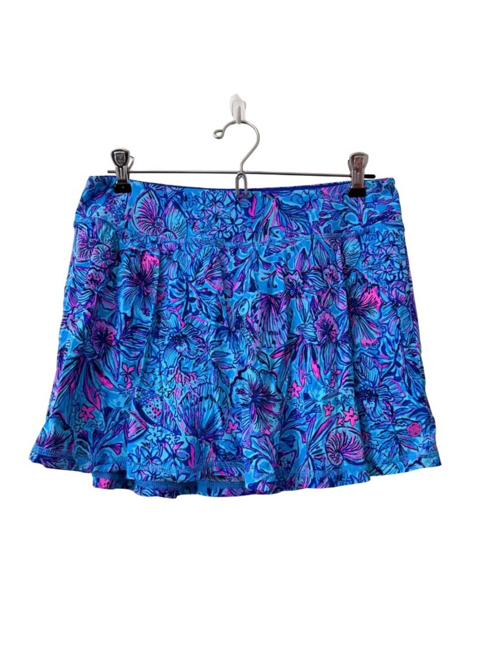Lilly Pulitzer Luxletic Blue Fish Floral Shells Athletic Skort Skirt Womens Medi